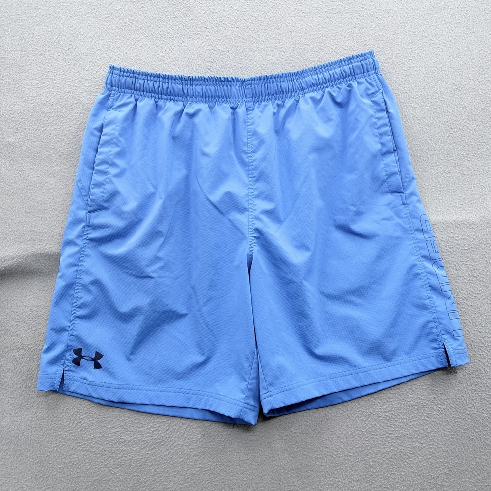 Under Armour Shorts Mens XL Blue HeatGear UnLined Running 8 Inseam Athletic Gym